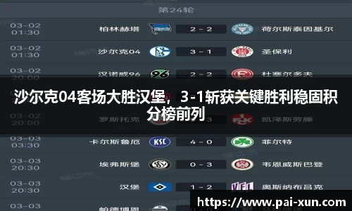 沙尔克04客场大胜汉堡，3-1斩获关键胜利稳固积分榜前列