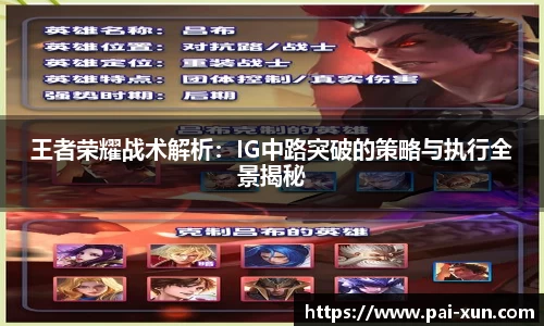王者荣耀战术解析：IG中路突破的策略与执行全景揭秘