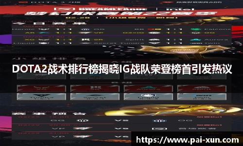 DOTA2战术排行榜揭晓IG战队荣登榜首引发热议